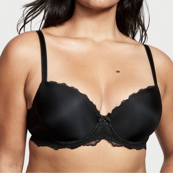 Victoria's Secret Other - Victoria’s Secret Dream Angels Lined Demi 38DDD Black Lace Bra